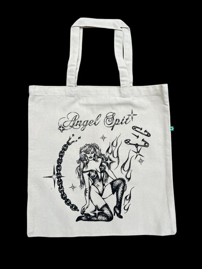 Angel Spit Screenprinted Tote