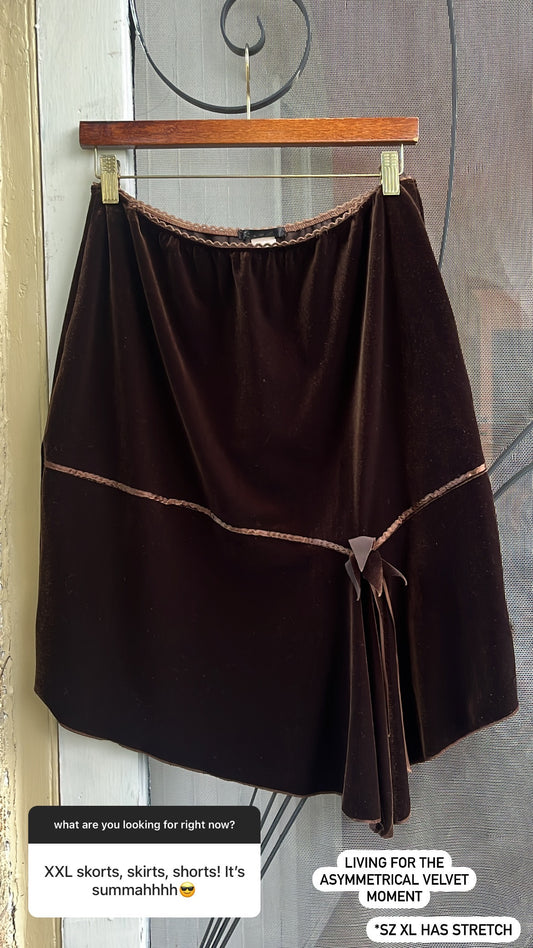 y2k asymmetrical velvet midi skirt for michelle
