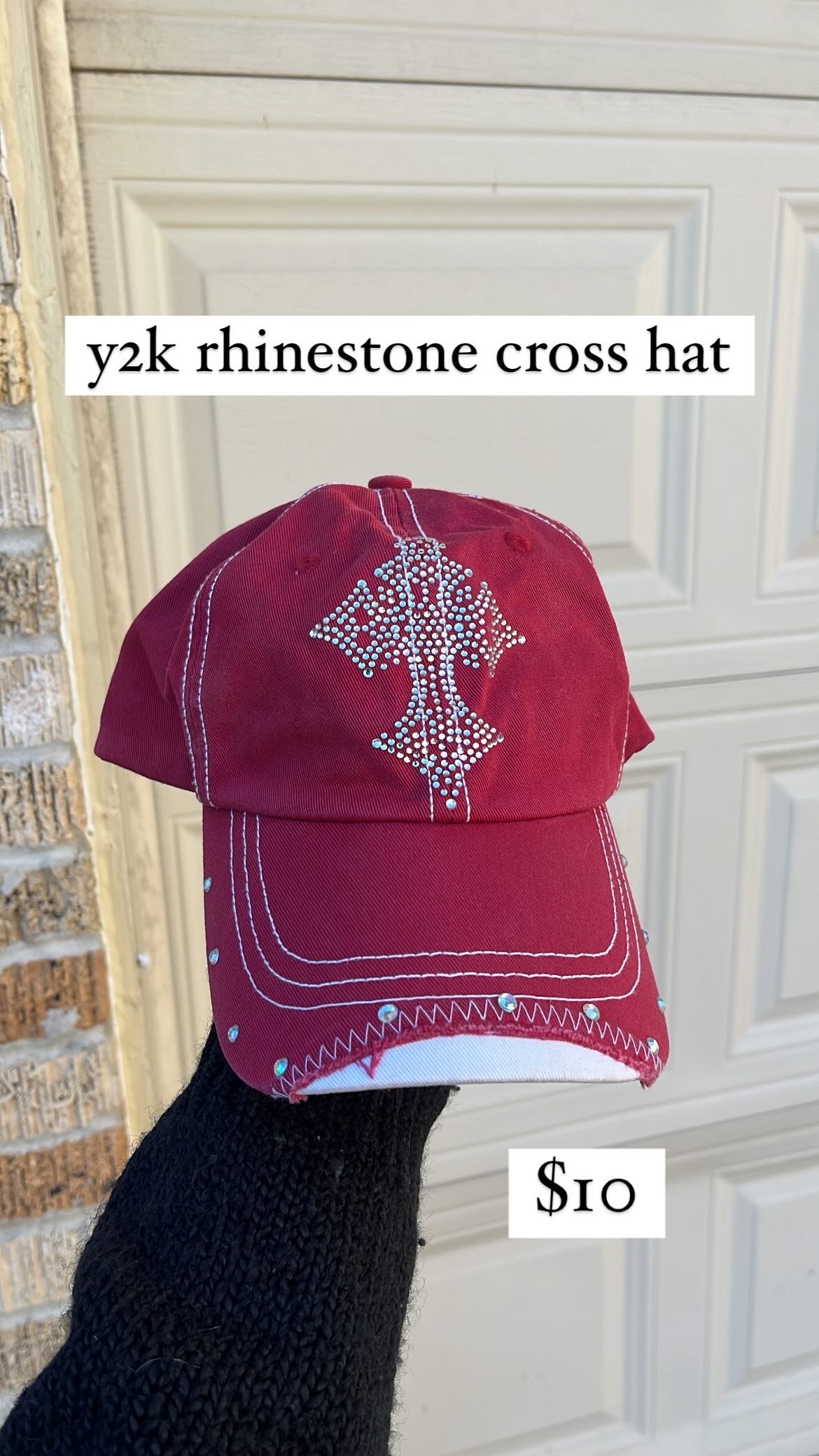 y2k rhinestone cross hat for hanna