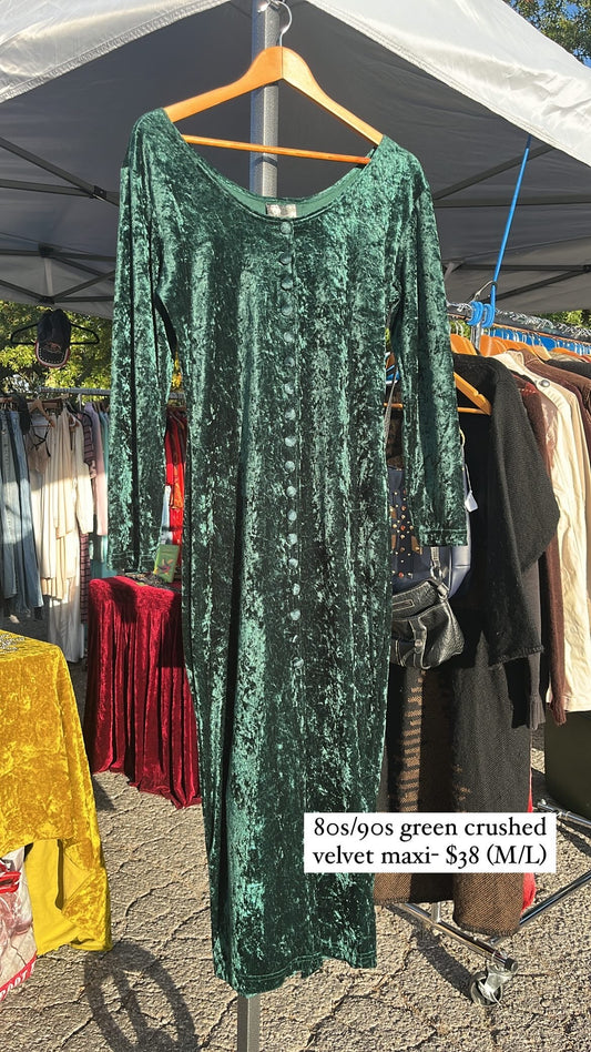 80s/90s green velvet dress for kat