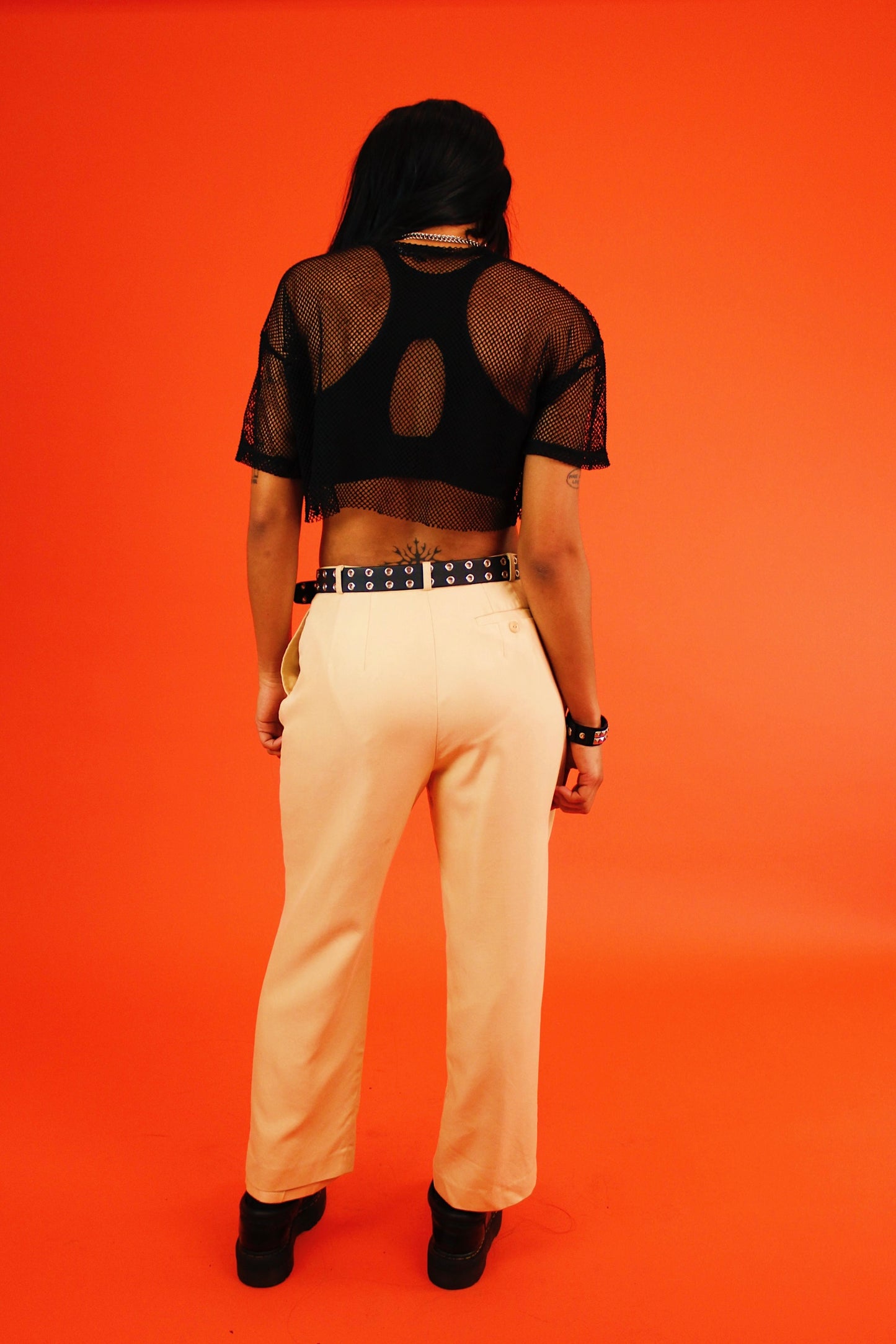 1990s Neutral Silk Trousers