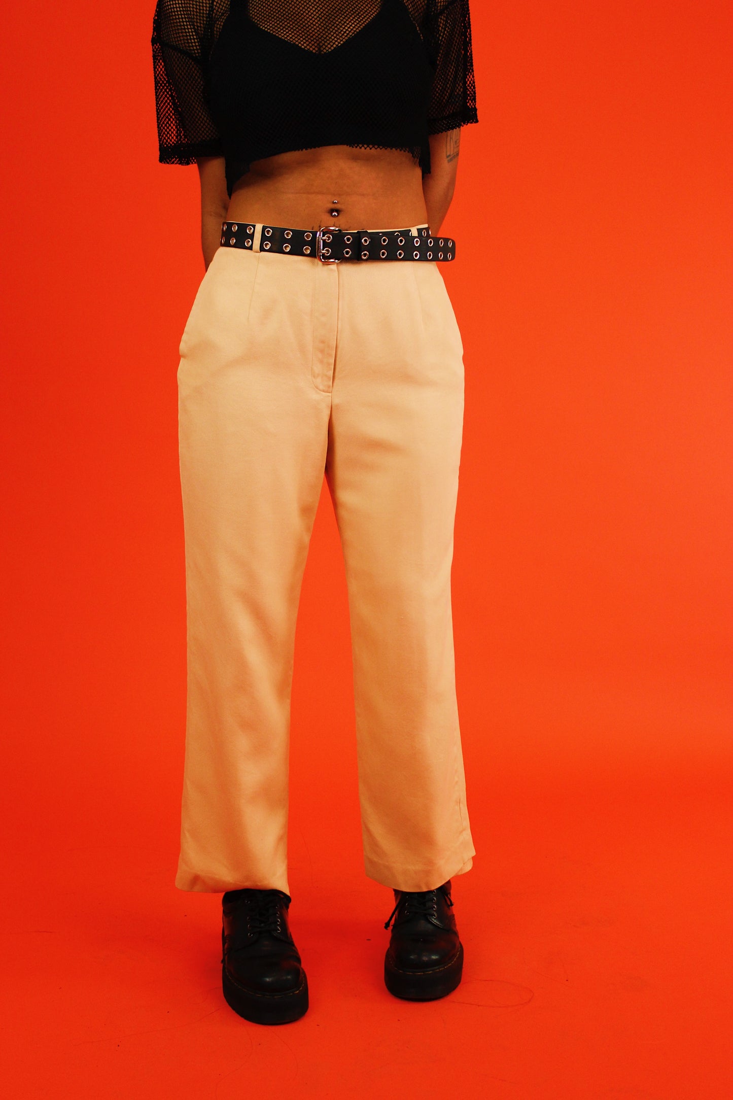 1990s Neutral Silk Trousers