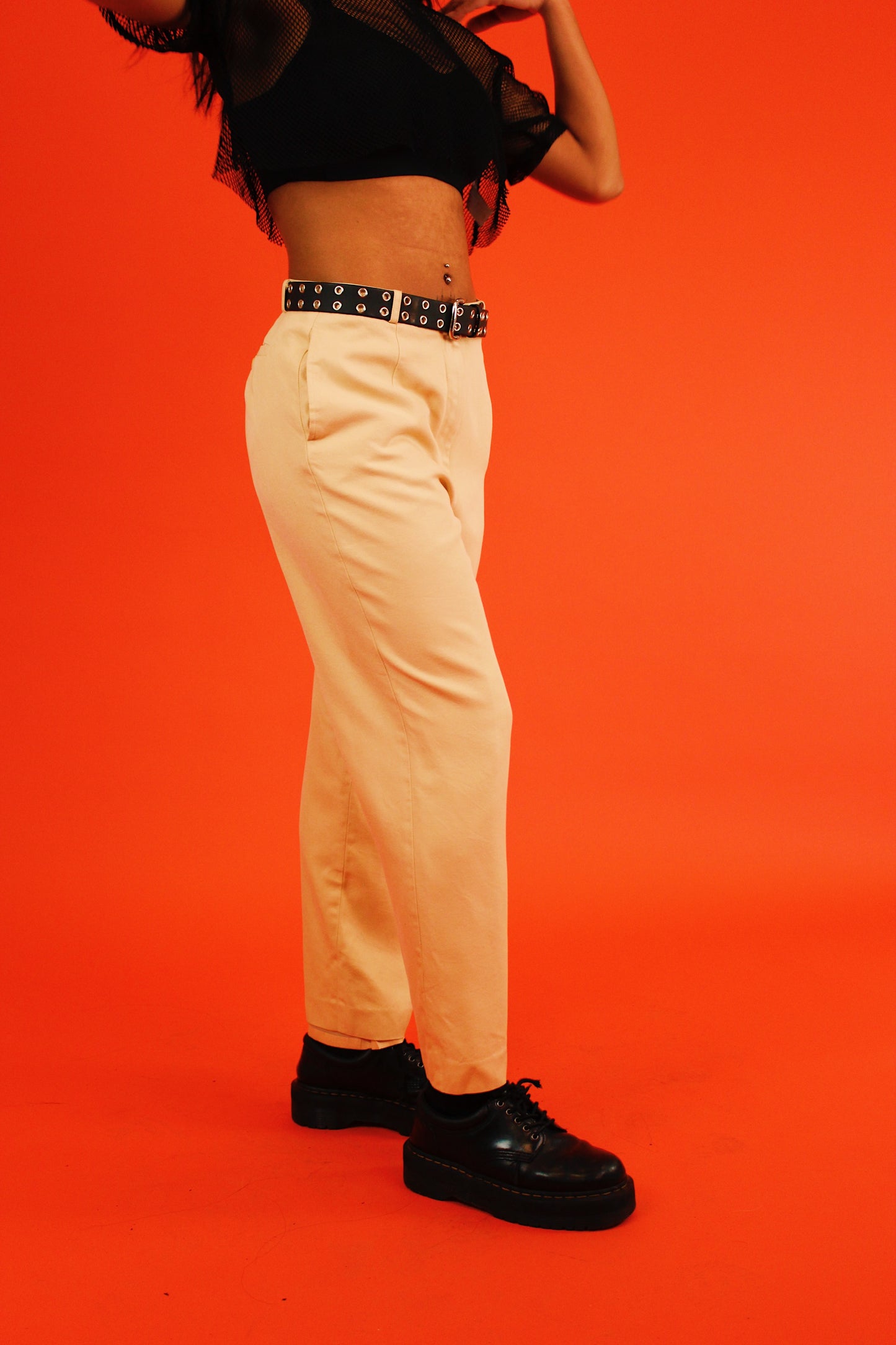 1990s Neutral Silk Trousers