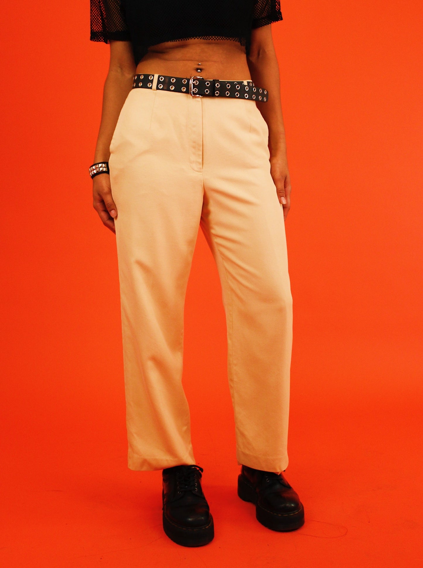 1990s Neutral Silk Trousers