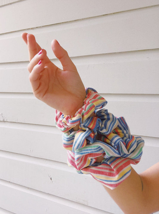 1970s Striped Cotton Scrunchies