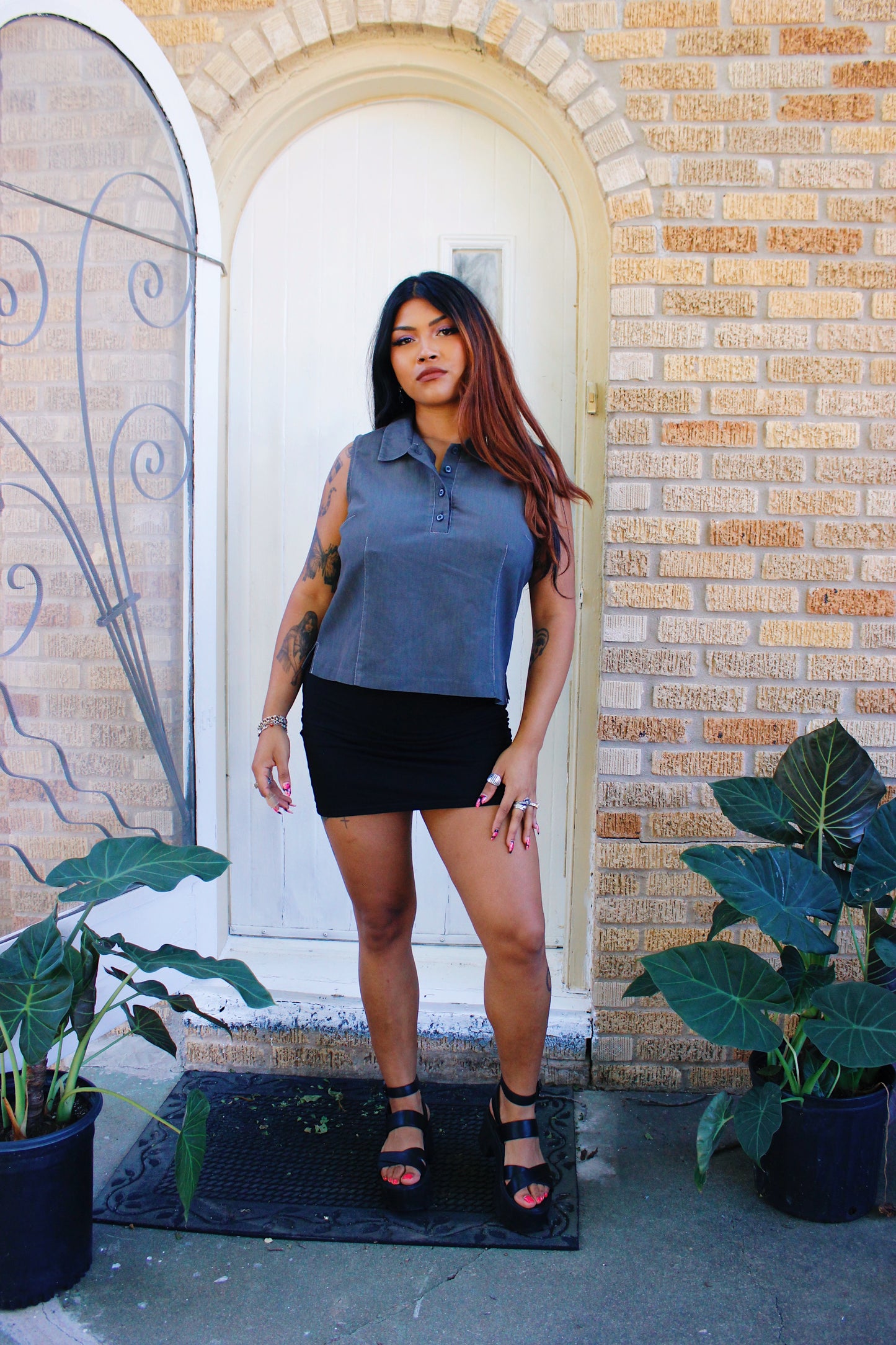 1990s Space Grey Cropped Tank
