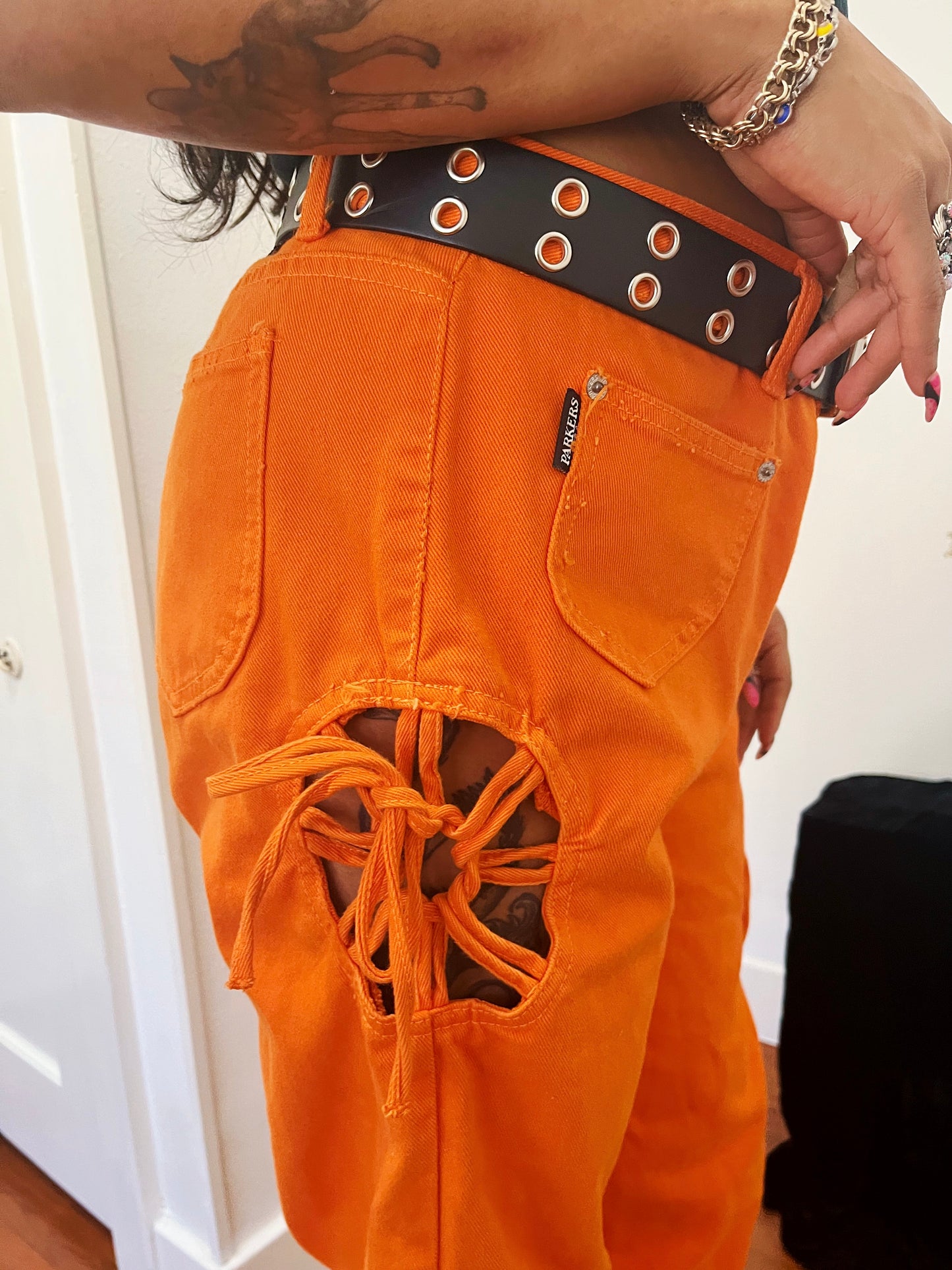 1990s Fire Orange Club Kid Jeans