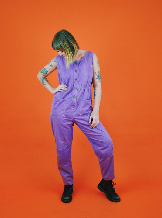 1980s Purple Pocket Jumpsuit