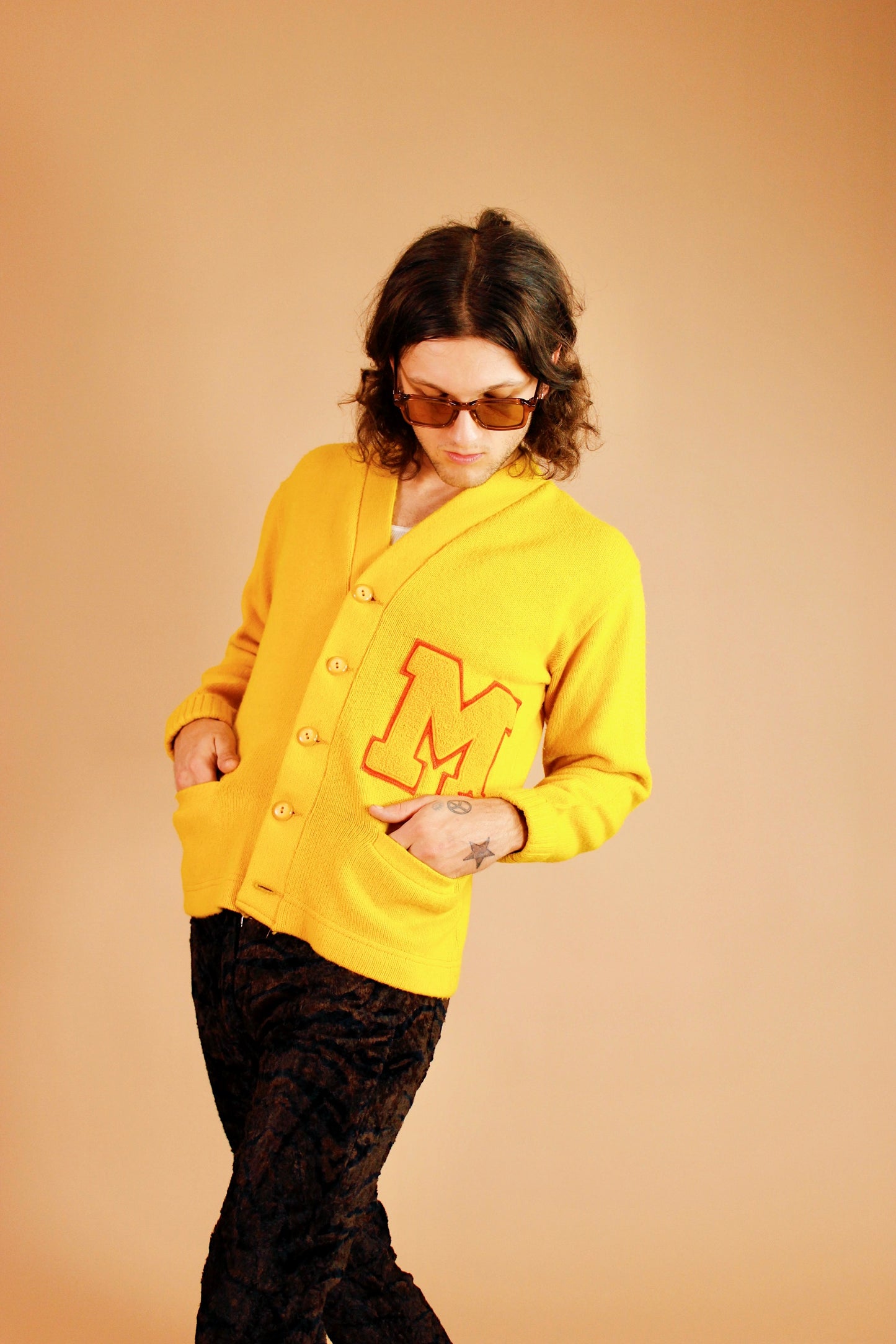 1970s Mustard Varsity Cardigan