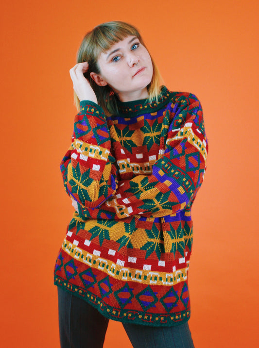1990s Fall Kaleidoscope Sweater