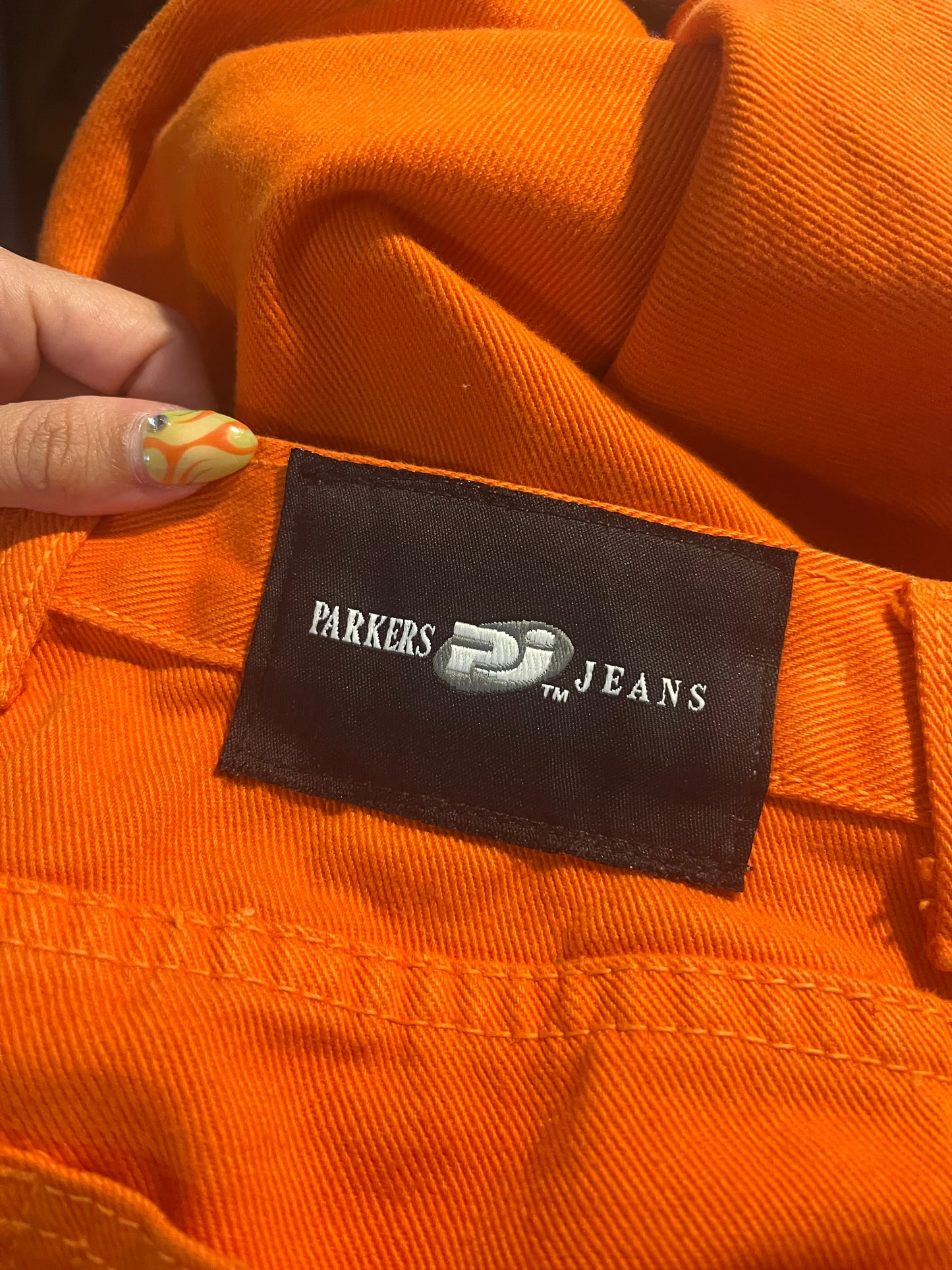 1990s Fire Orange Club Kid Jeans