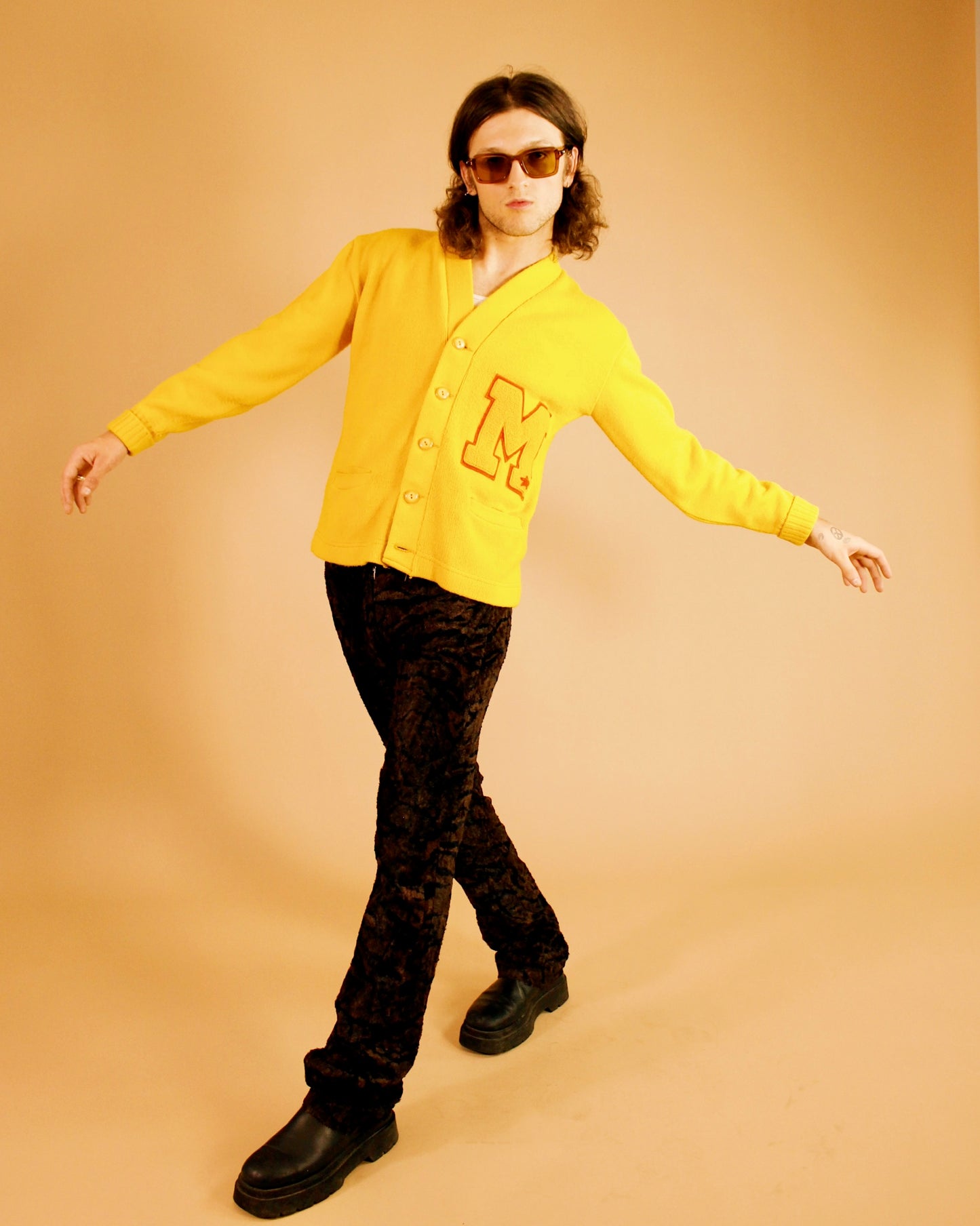 1970s Mustard Varsity Cardigan