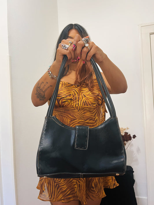 Y2K Sleek Black Leather Purse