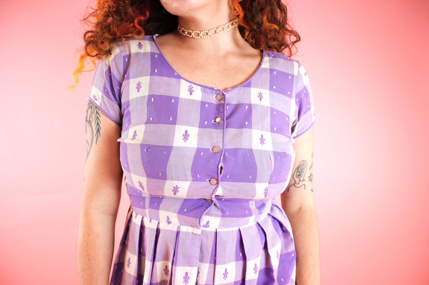 1950s Lavender Picnic Dress