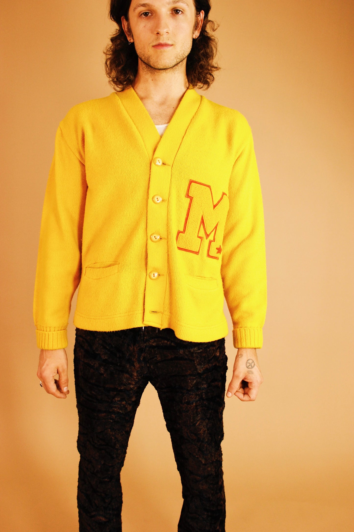 1970s Mustard Varsity Cardigan