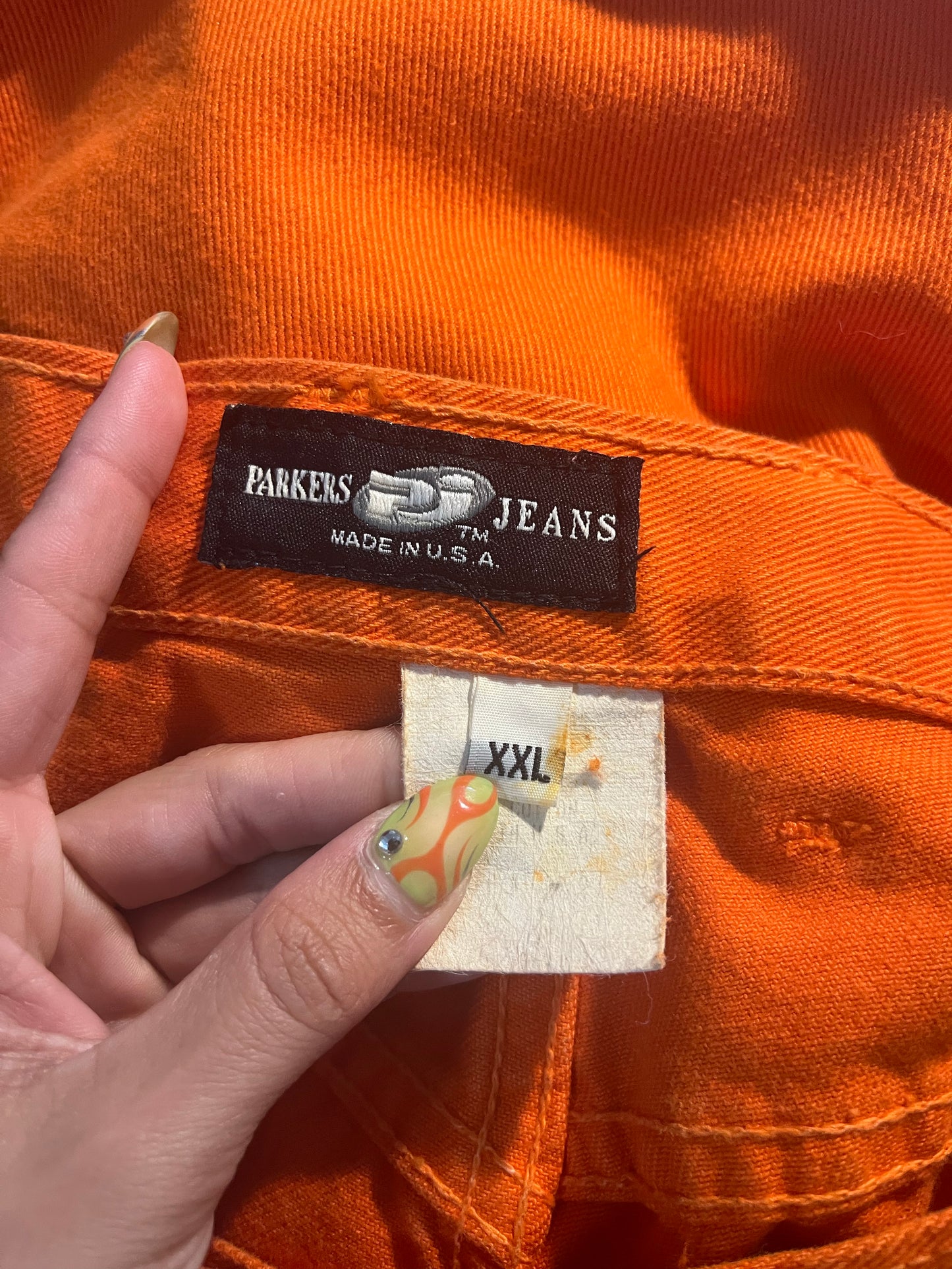 1990s Fire Orange Club Kid Jeans