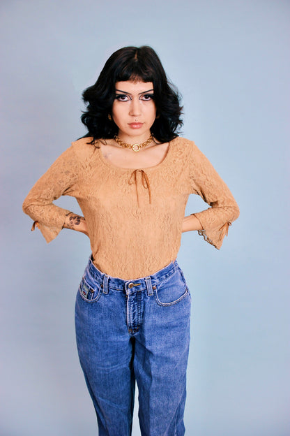 1990s Nude Bow Top
