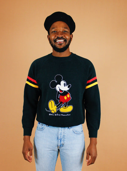 1980s Appliqué Mickey Sweatshirt [S-M]