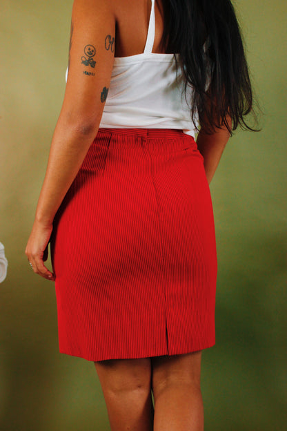 1980s Red Pinstripe Skirt