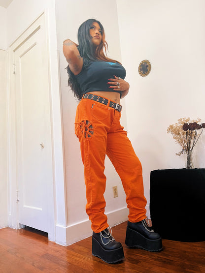 1990s Fire Orange Club Kid Jeans