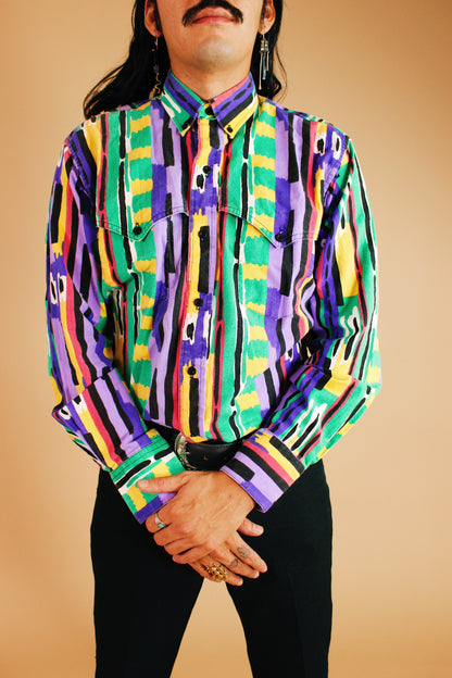 1980s Artsy Western Button Up