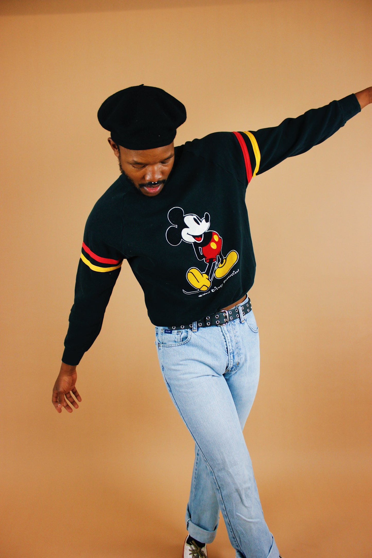 1980s Appliqué Mickey Sweatshirt [S-M]