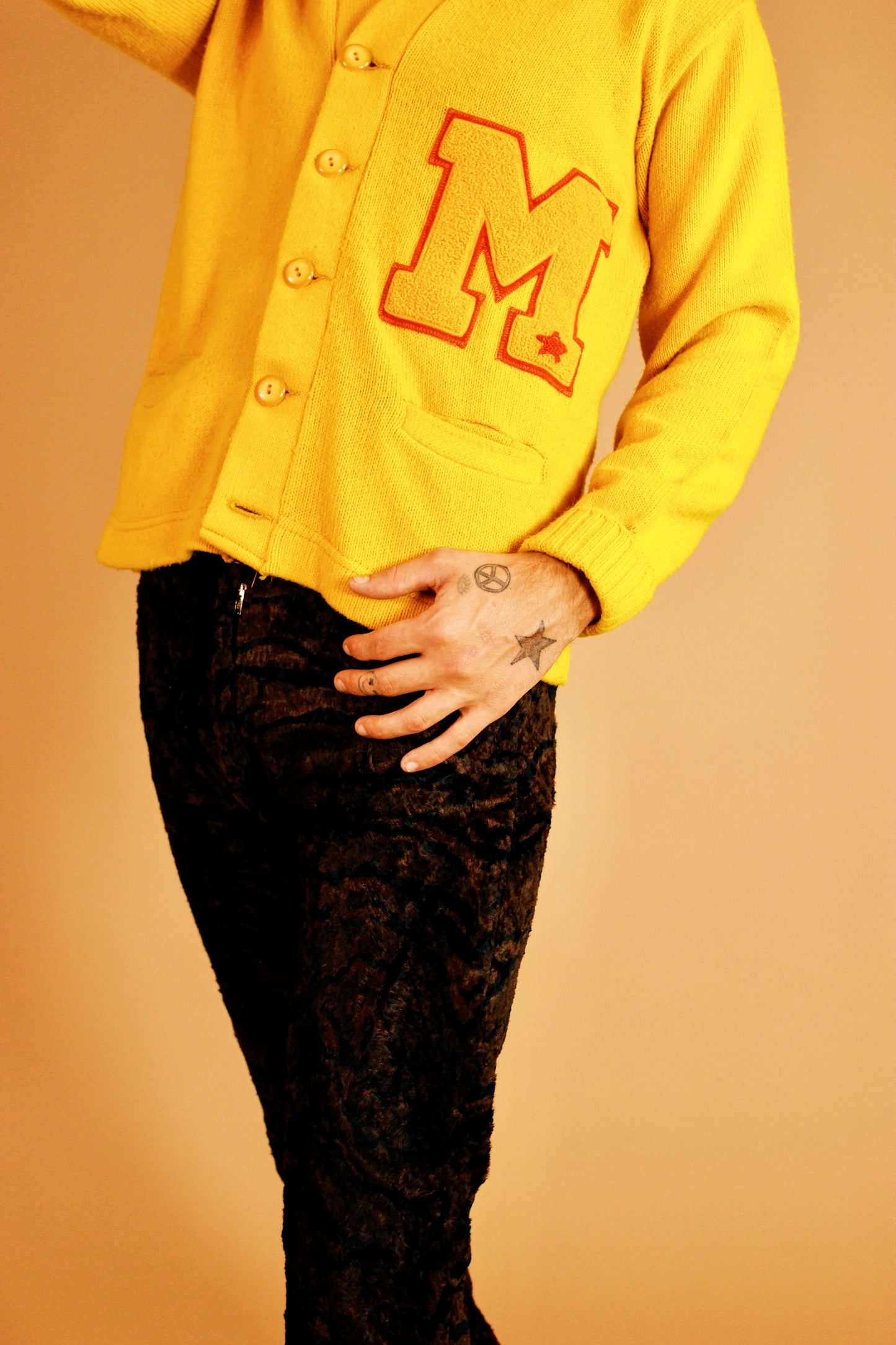 1970s Mustard Varsity Cardigan