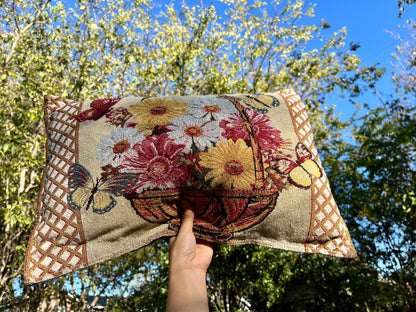 Vintage Flower Garden Tapestry Pillow