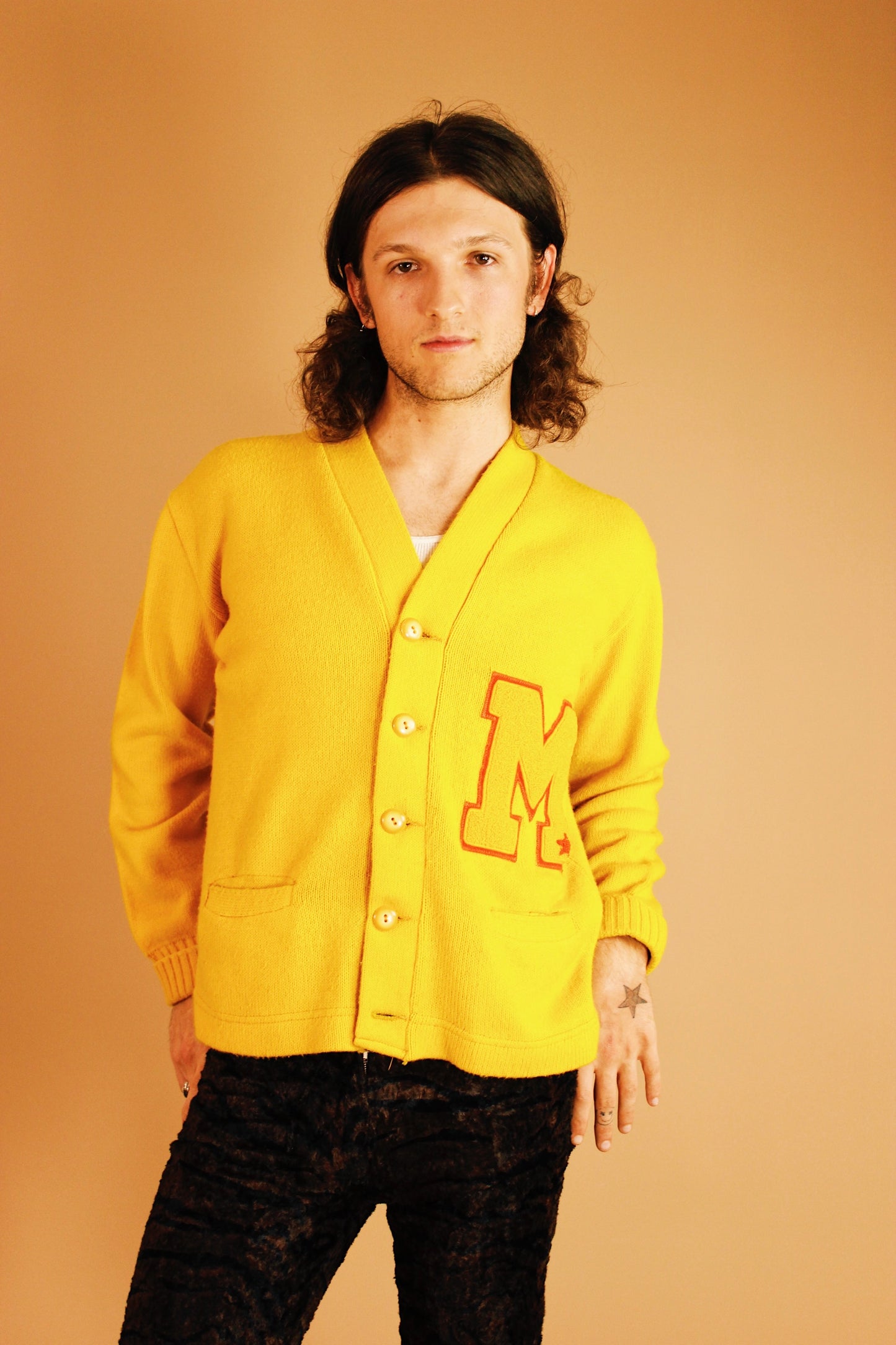 1970s Mustard Varsity Cardigan