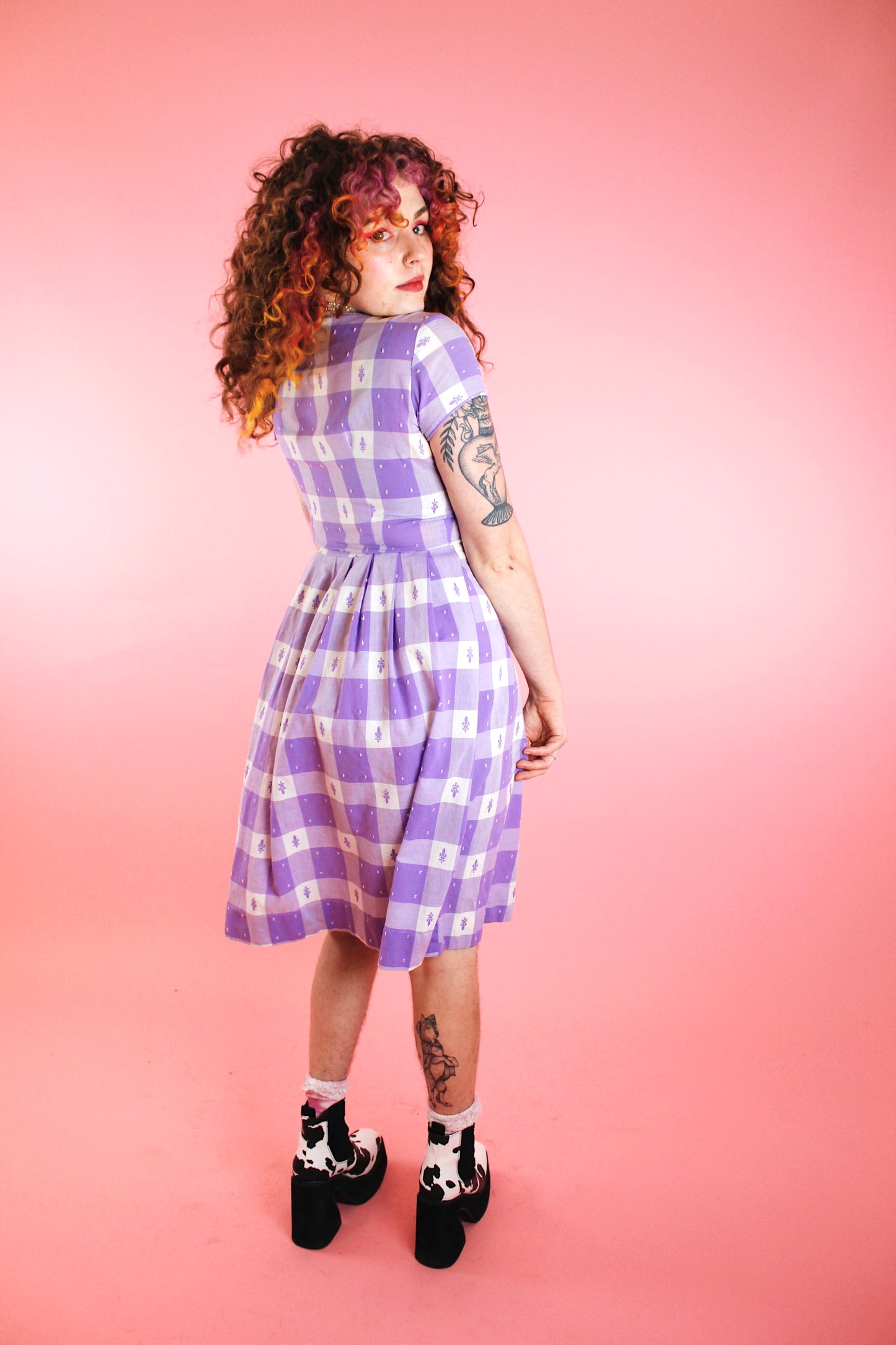 1950s Lavender Picnic Dress