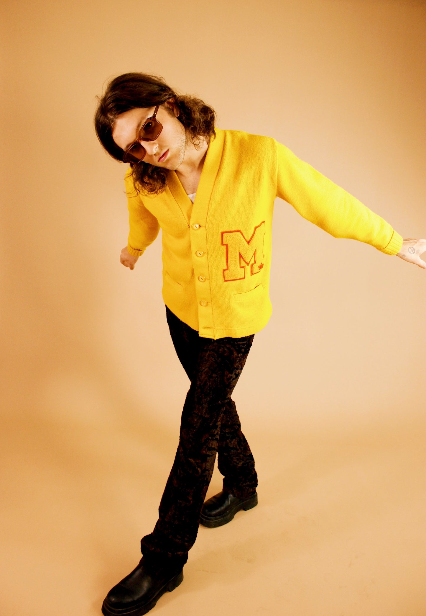 1970s Mustard Varsity Cardigan