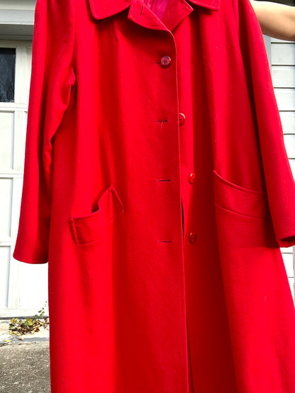 1980s Red Wool Trenchcoat