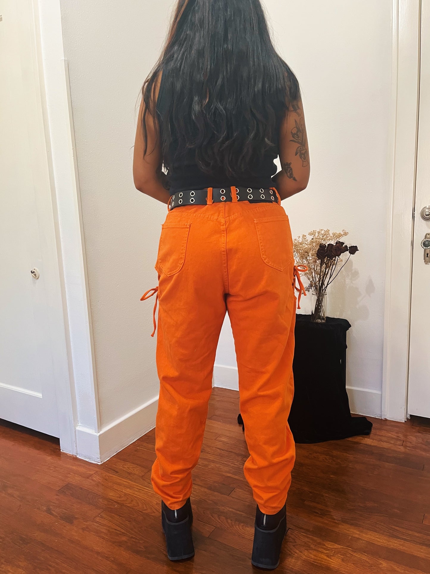 1990s Fire Orange Club Kid Jeans