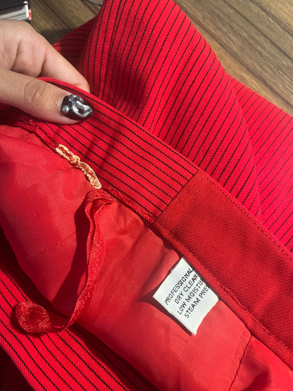1980s Red Pinstripe Skirt