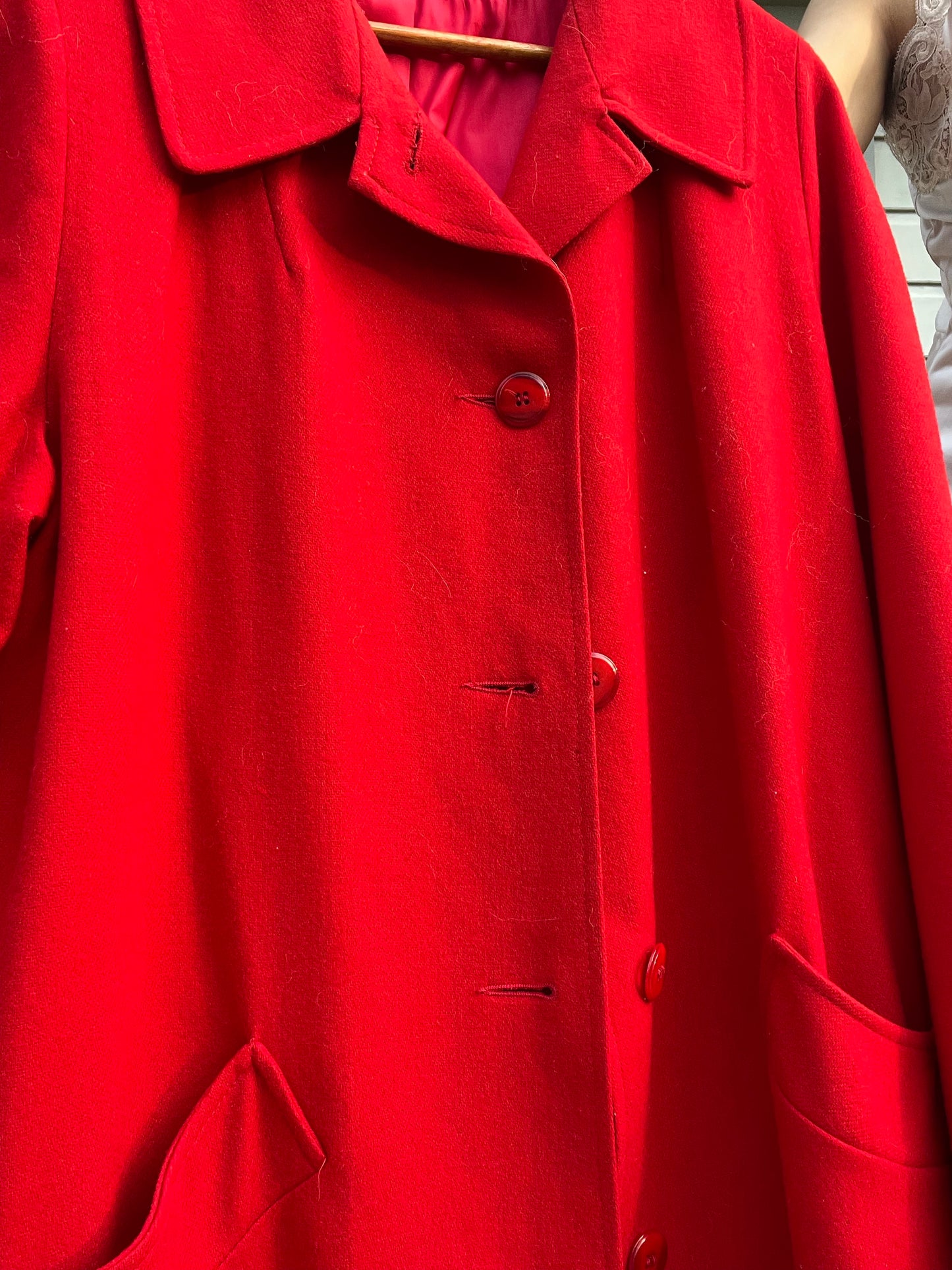 1980s Red Wool Trenchcoat