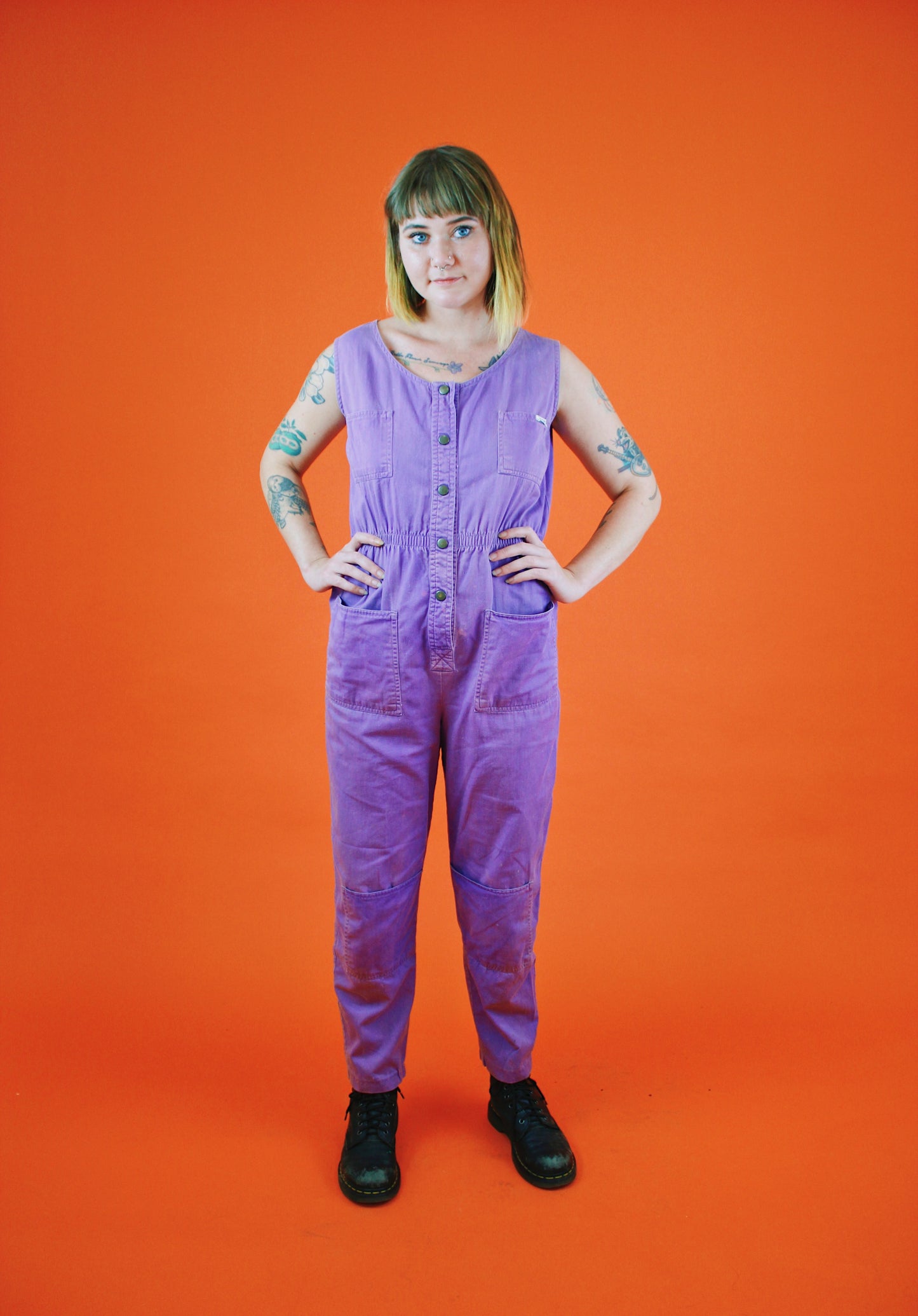 1980s Purple Pocket Jumpsuit
