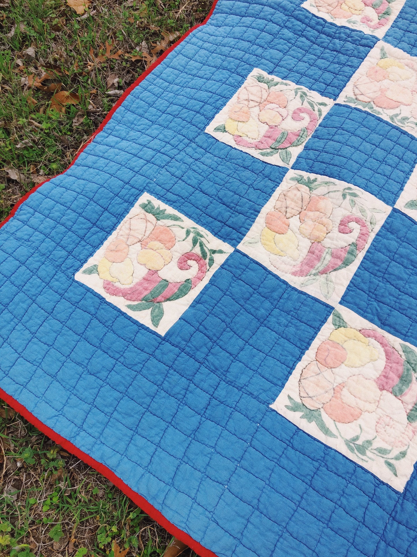 Handmade Checker Flower Quilt