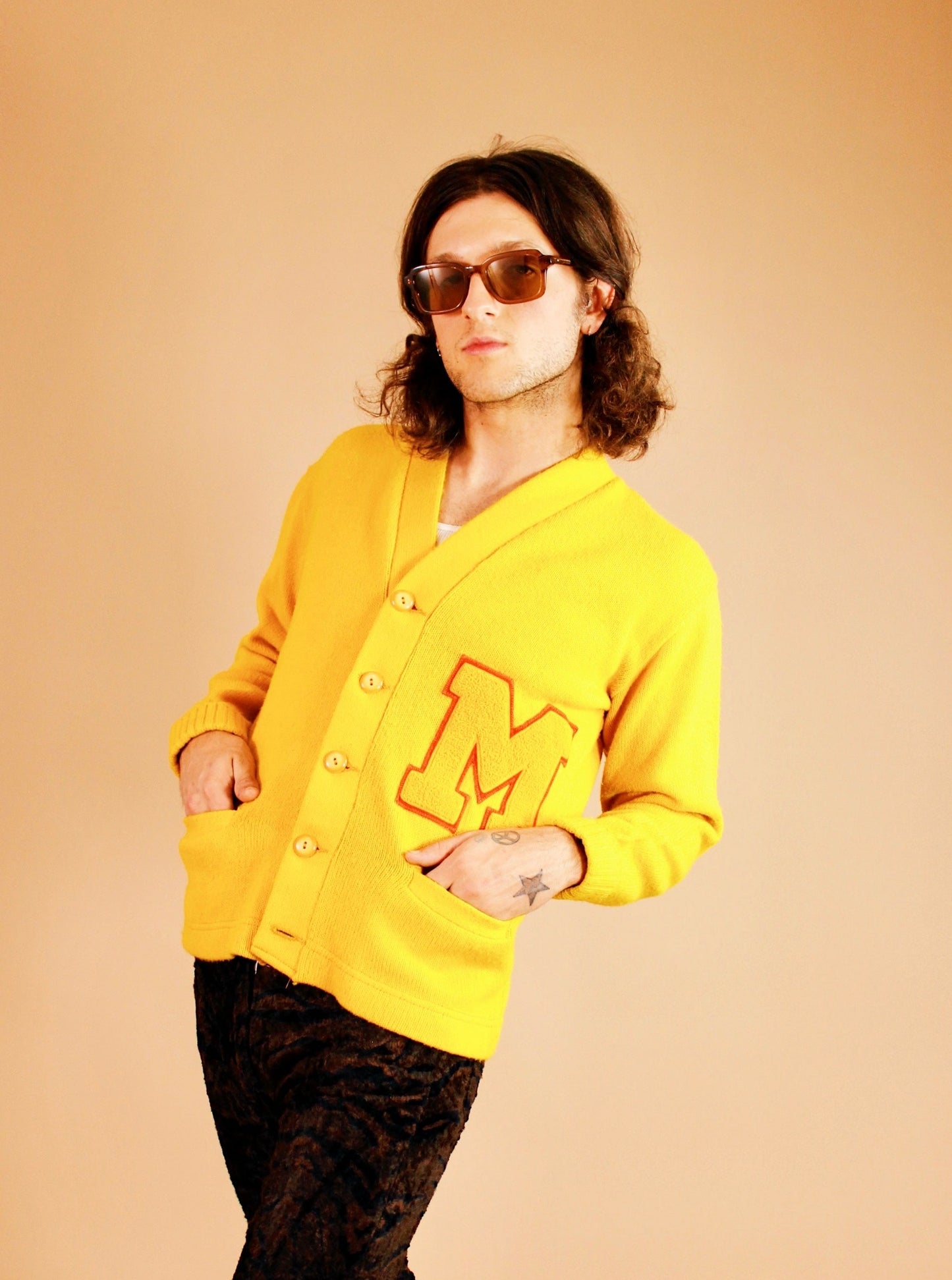 1970s Mustard Varsity Cardigan