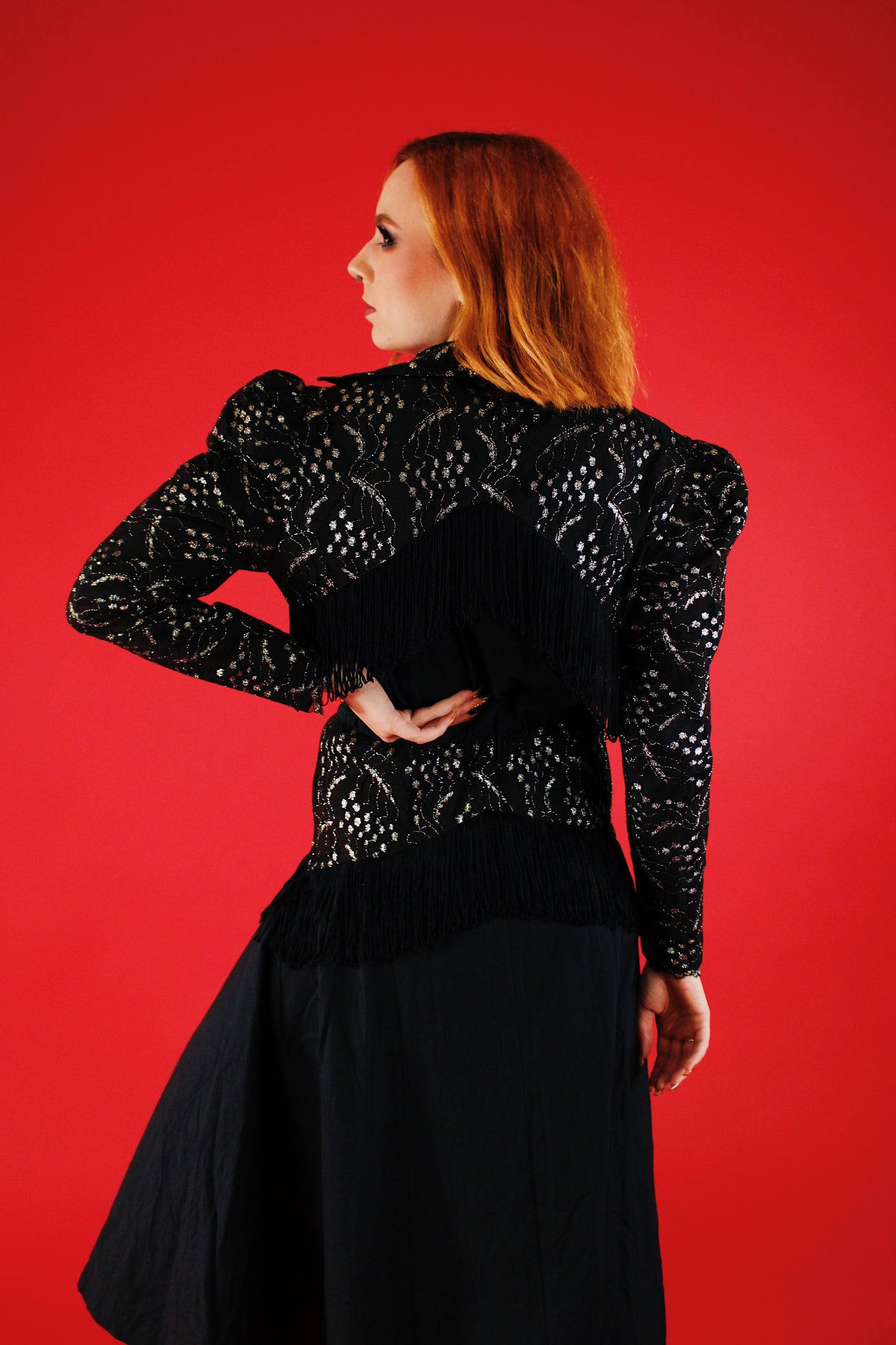 1980s Gothic Western Fringe Dress