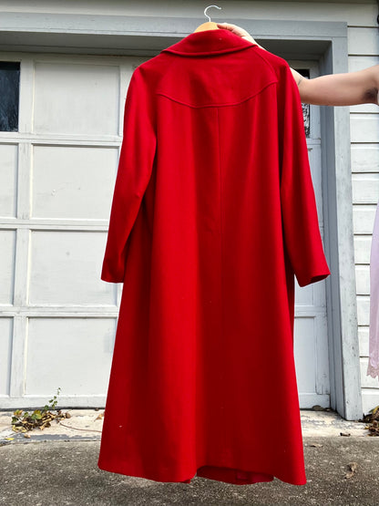 1980s Red Wool Trenchcoat