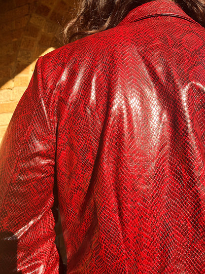 Y2K Faux Red Snakeskin Jacket