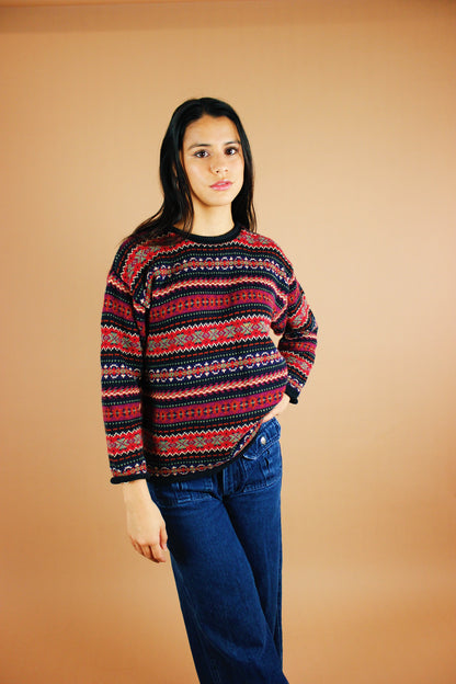 1990s Crimson Knit Sweater [XS-S]