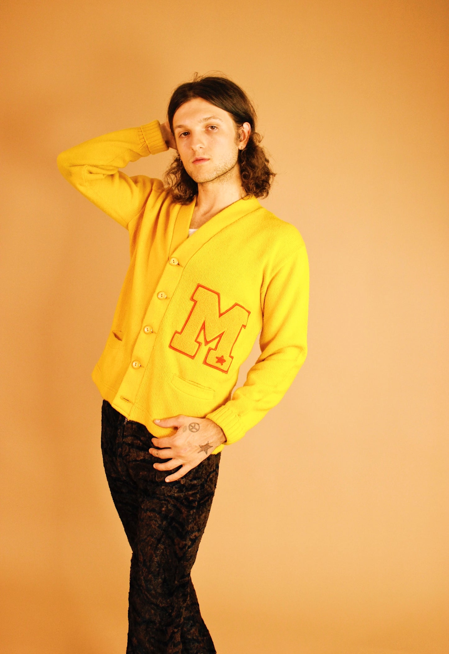 1970s Mustard Varsity Cardigan