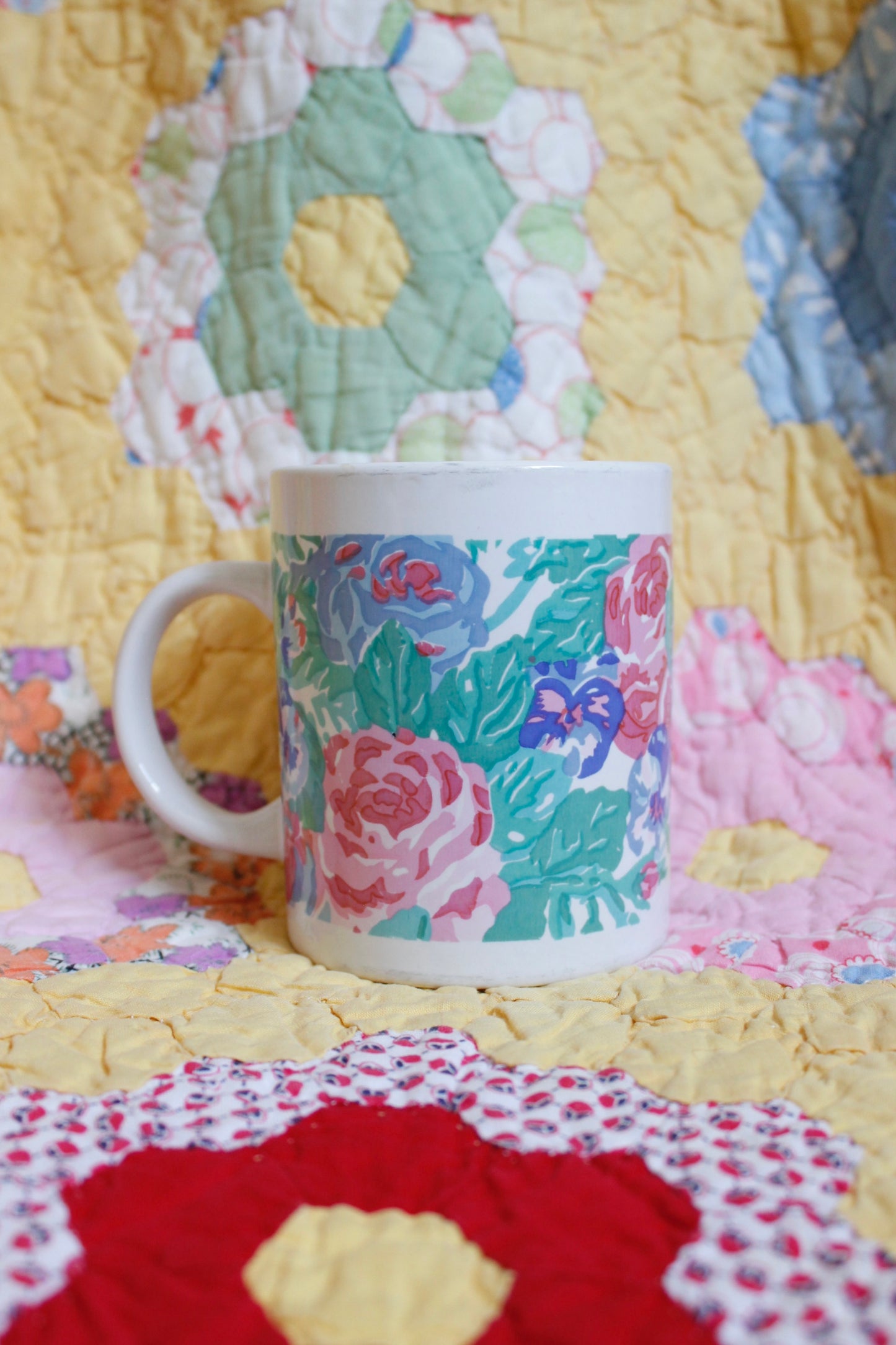 1980s Pastel Floral Mug